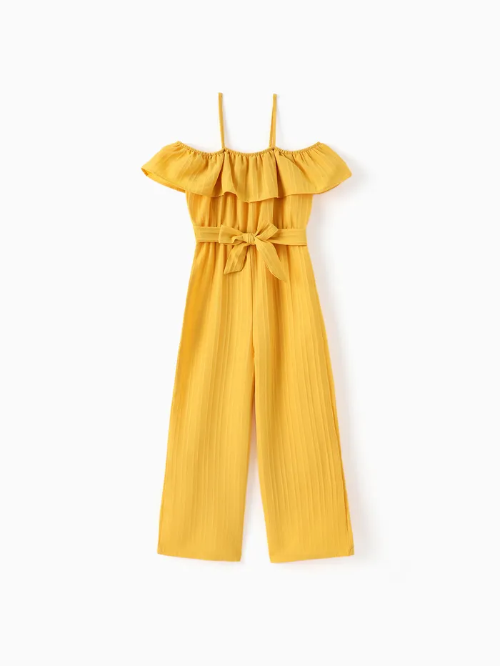 Kid Girl Cami Ruffled Jumpsuit with Belt
