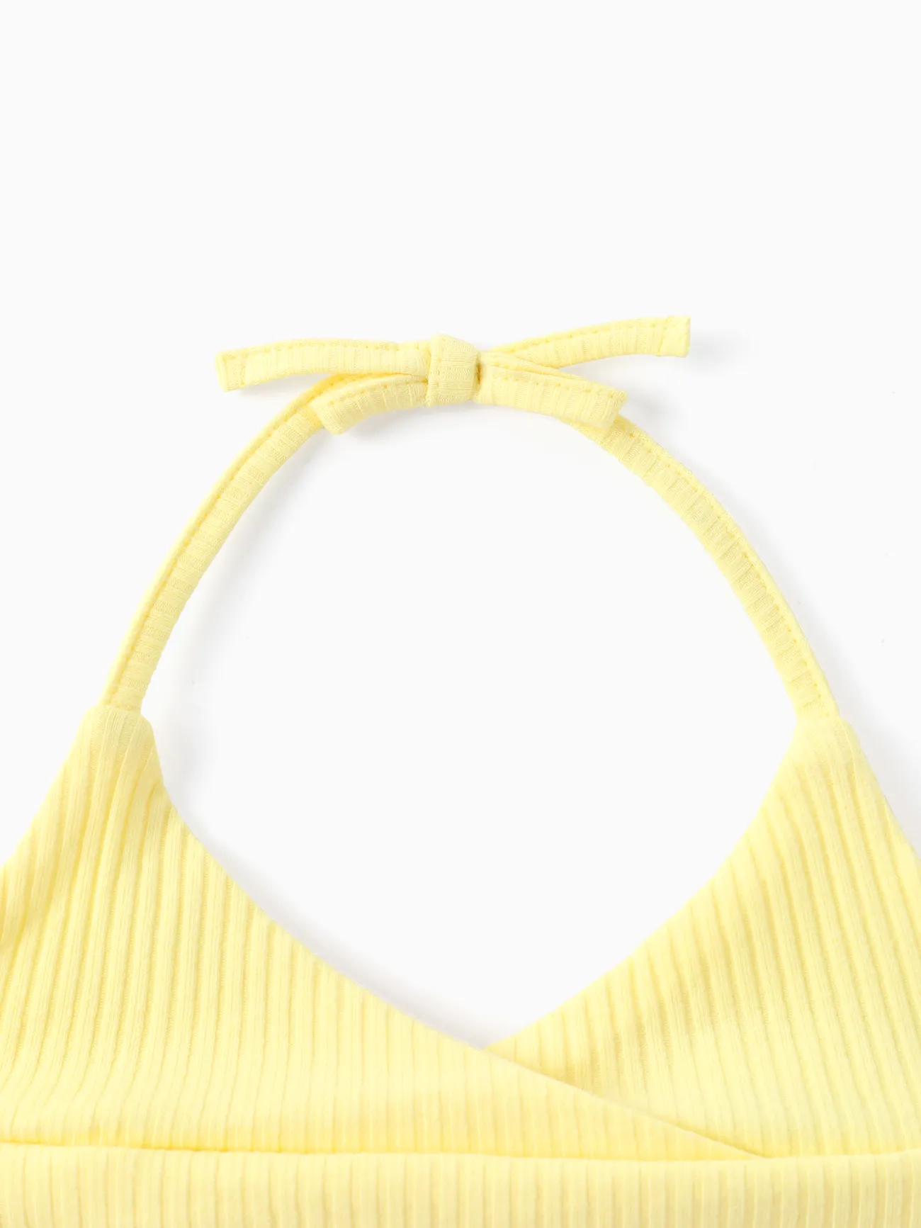 Toddler Girl 2pcs Sweet Halter Design Top and Floral Flared Pants Set Yellow big image 1