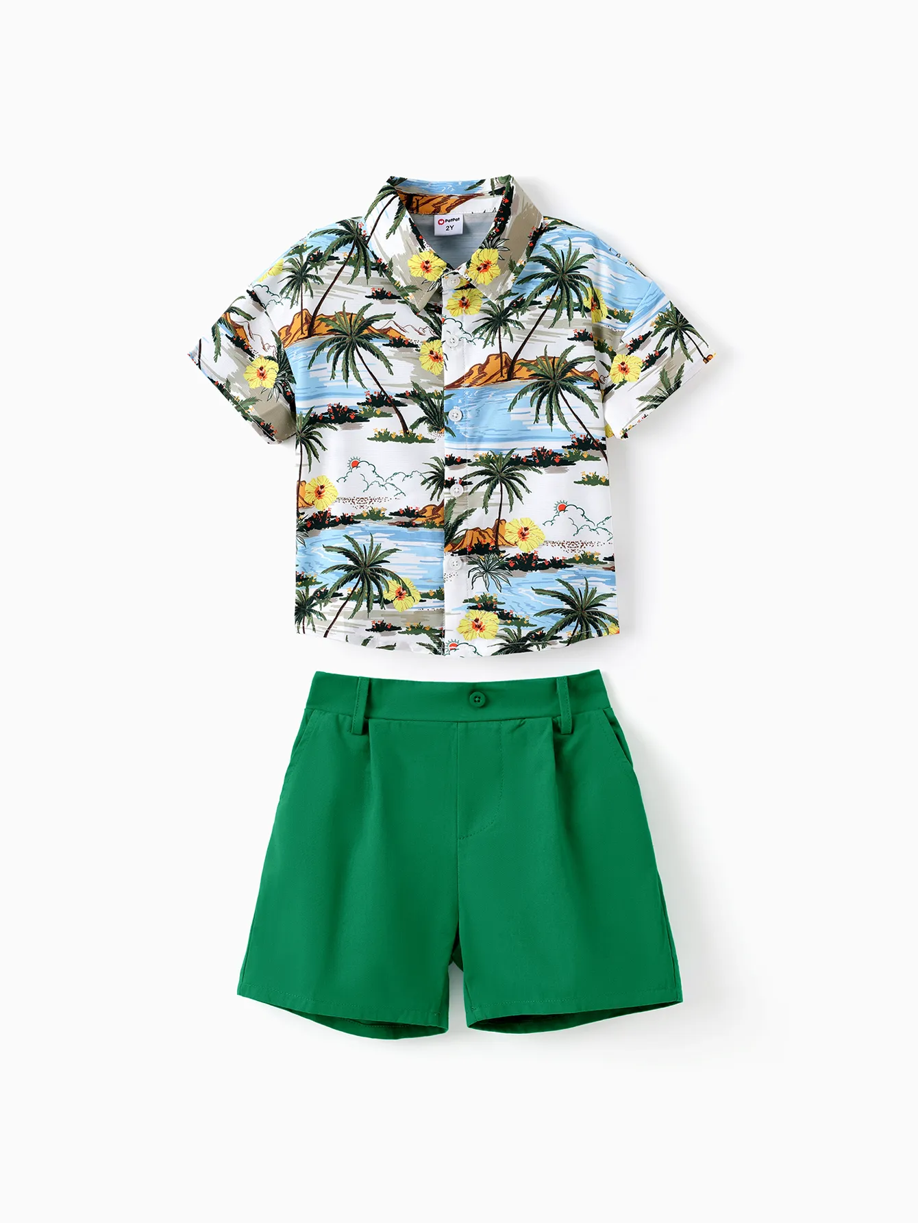 

Toddler Boy 2pcs Tropical Print Shirt and Shorts Set