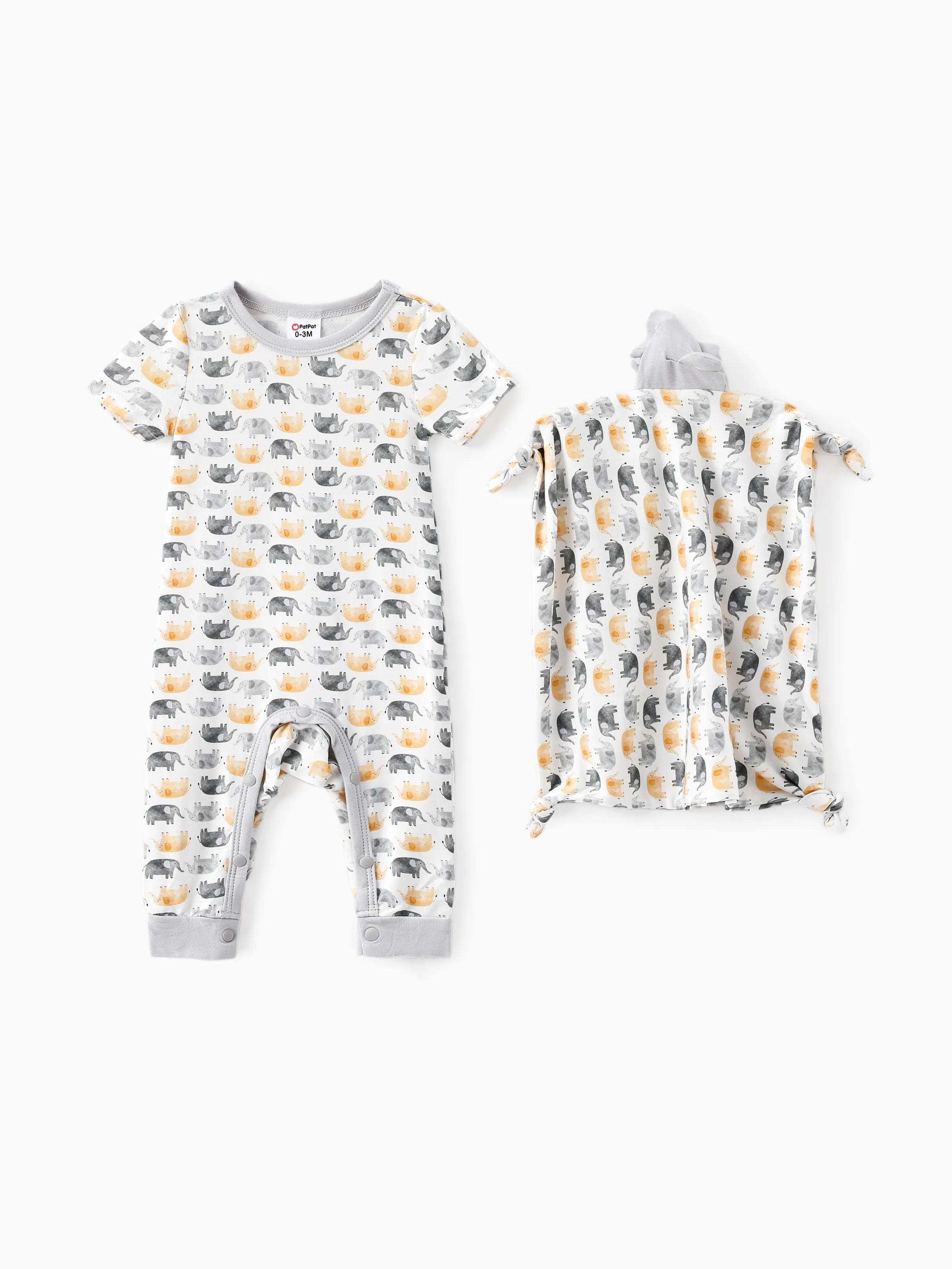 Baby Boy/Girl 2pcs Bamboo Jumpsuit with Soothing Towel