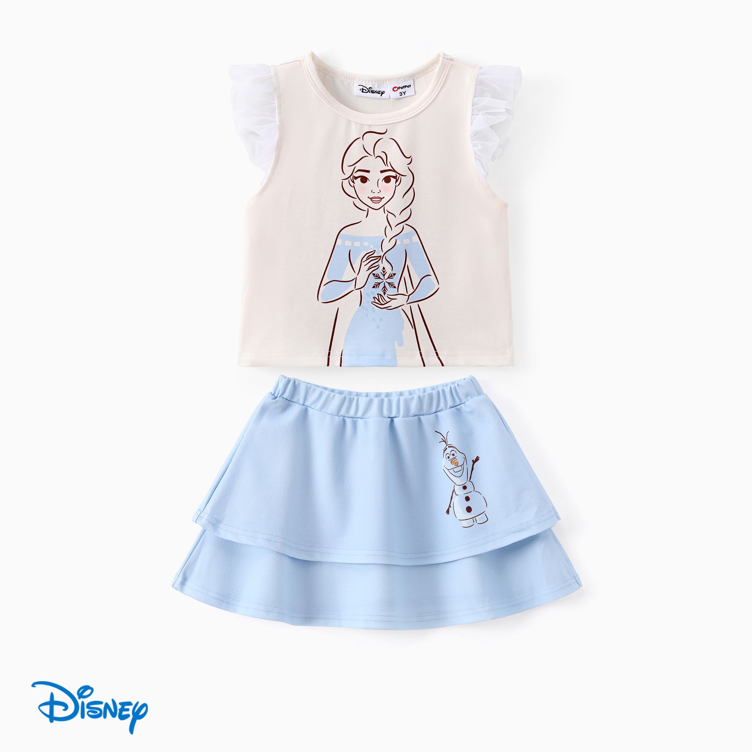 

Disney Frozen Toddler Girls Elsa/Anna 2pcs Naia™ Character Print Ruffle Top with Skirt Set