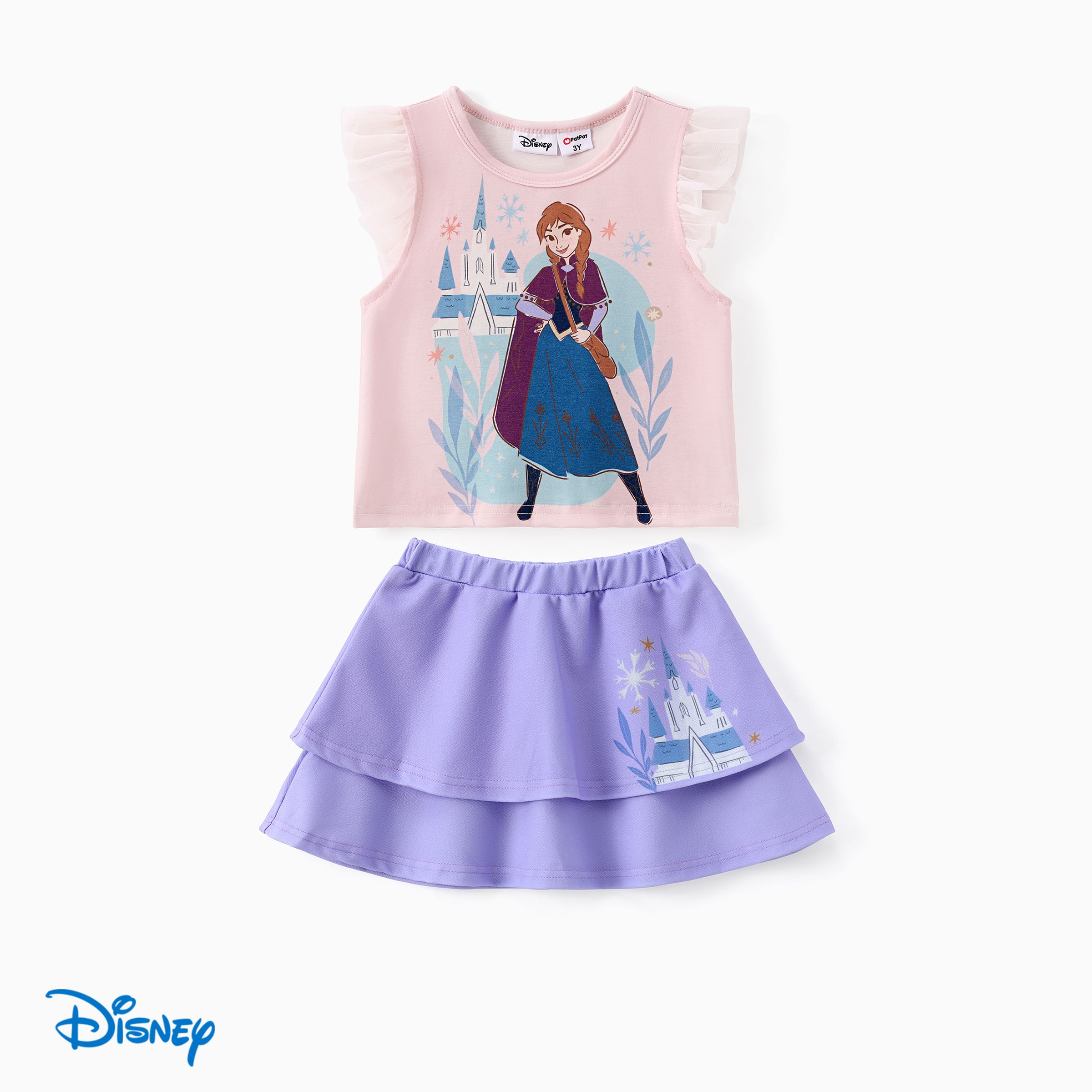 

Disney Frozen Toddler Girls Elsa/Anna 2pcs Naia™ Character Print Ruffle Top with Skirt Set