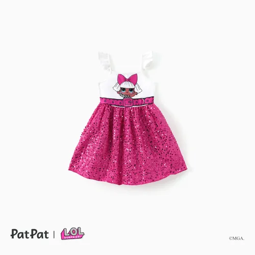 Polyester-Mädchenkleid im Avantgarde-Stil mit Charaktermuster - 1-teiliges Set für Kinder.