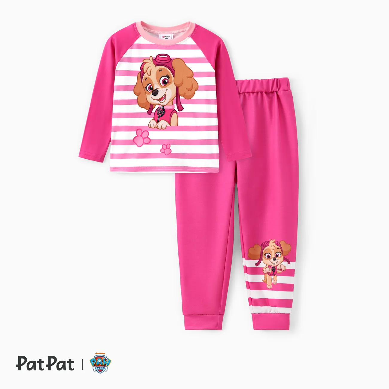 PAW Patro; Toddler Girl/Boy 2pcs Striped Long-sleeve T-shirt with Jogger Set