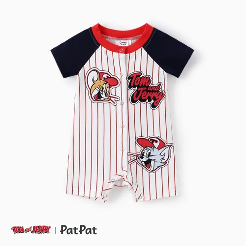 Tom and Jerry Baby Boys 1pc Striped Character Letter Print Onesie