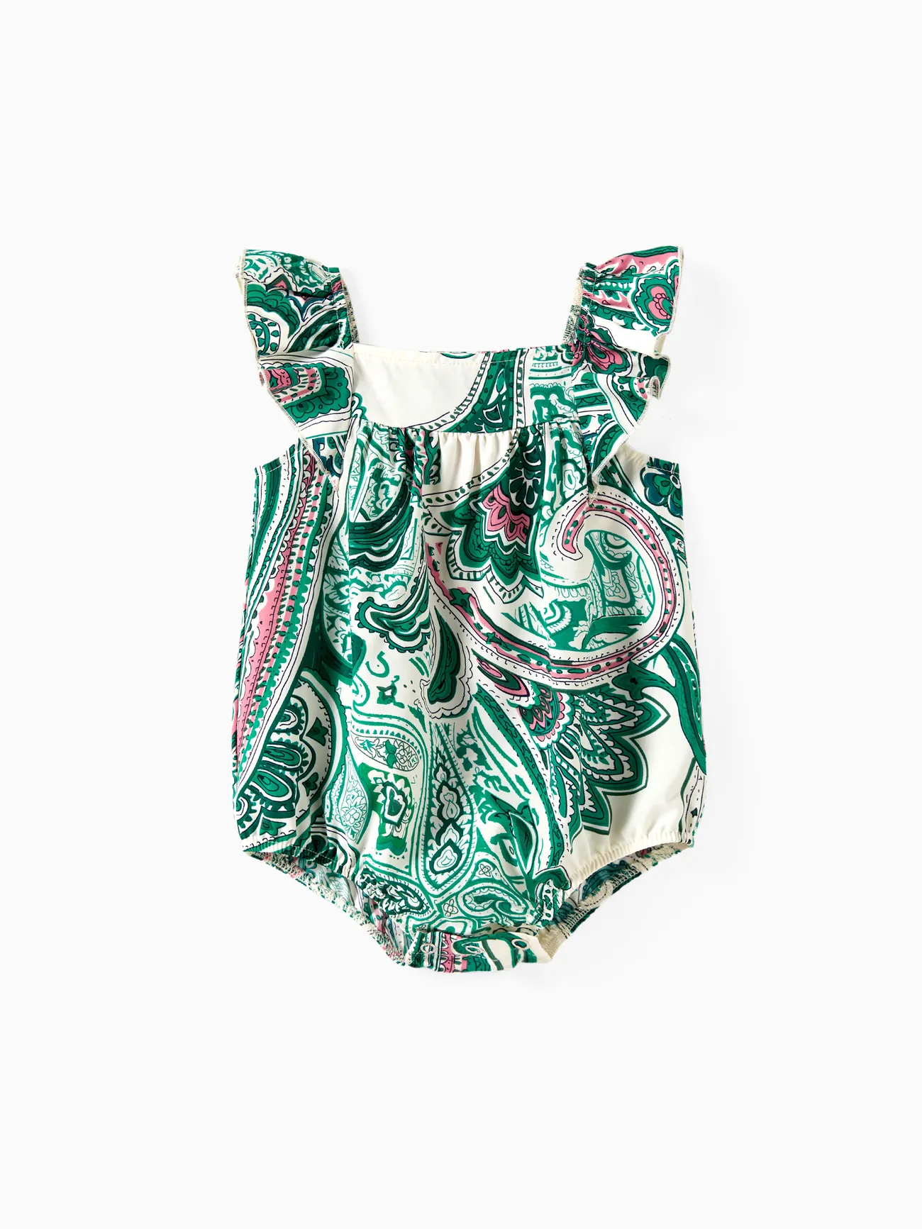 Baby Girl - Family Matching Sets Color Block Polo Shirt or High Neck Halter Ruffle Hem Boho Dress - Green - image 12
