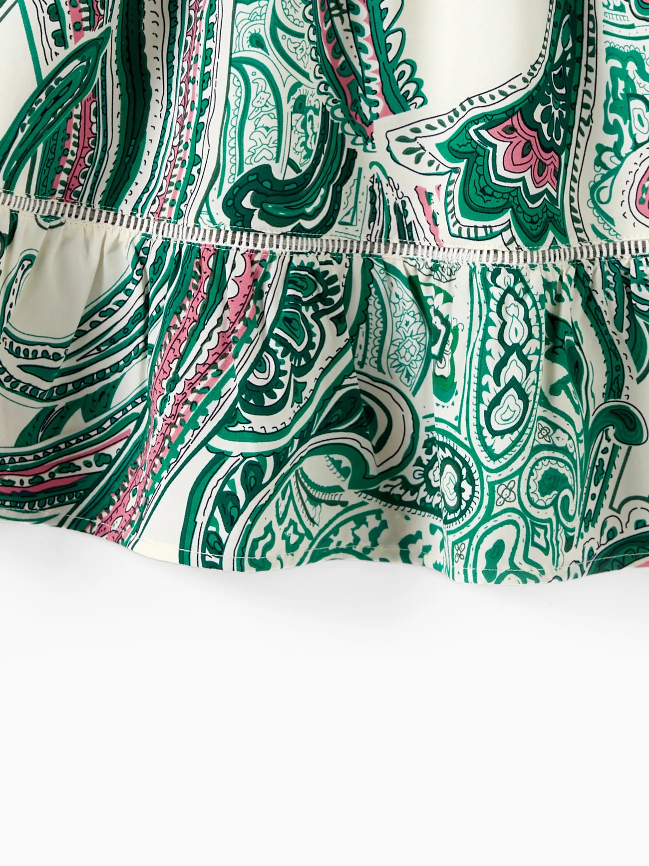 Girl - Family Matching Sets Color Block Polo Shirt or High Neck Halter Ruffle Hem Boho Dress - Green - image 11