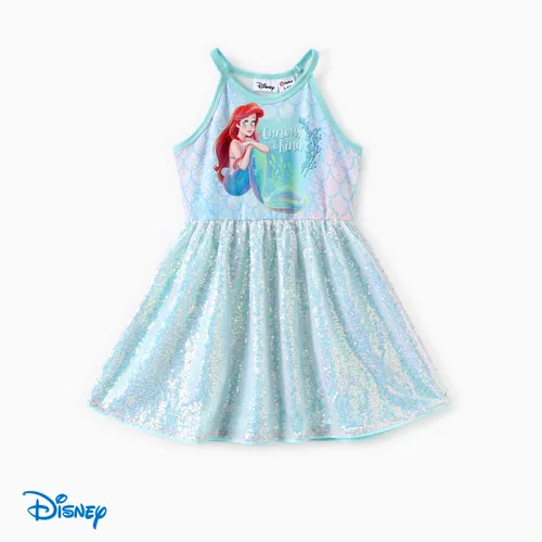 Disney Princess Toddler Girls Ariel 1pc Naia™ Gradient Little Mermaid Print Sequin Dress Or