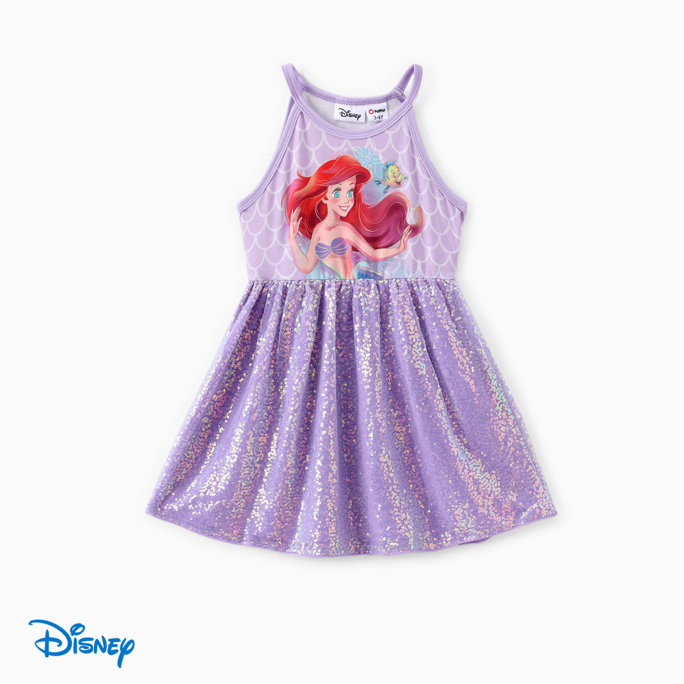 

Disney Princess Toddler Girls Ariel 1pc Naia™ Gradient Little Mermaid Print Sequin Sleeveless Dress
