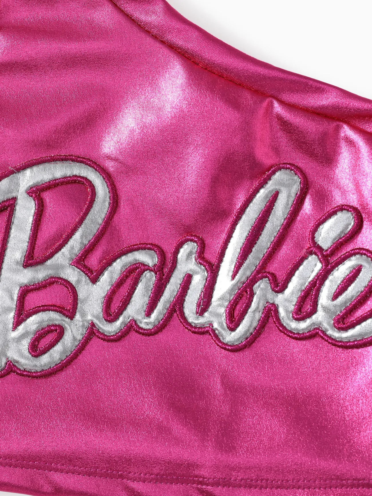 Barbie Toddler Girls 2pcs Classic Logo Print Metallic One-shoulder Top with Skirts Set
 Roseo big image 1
