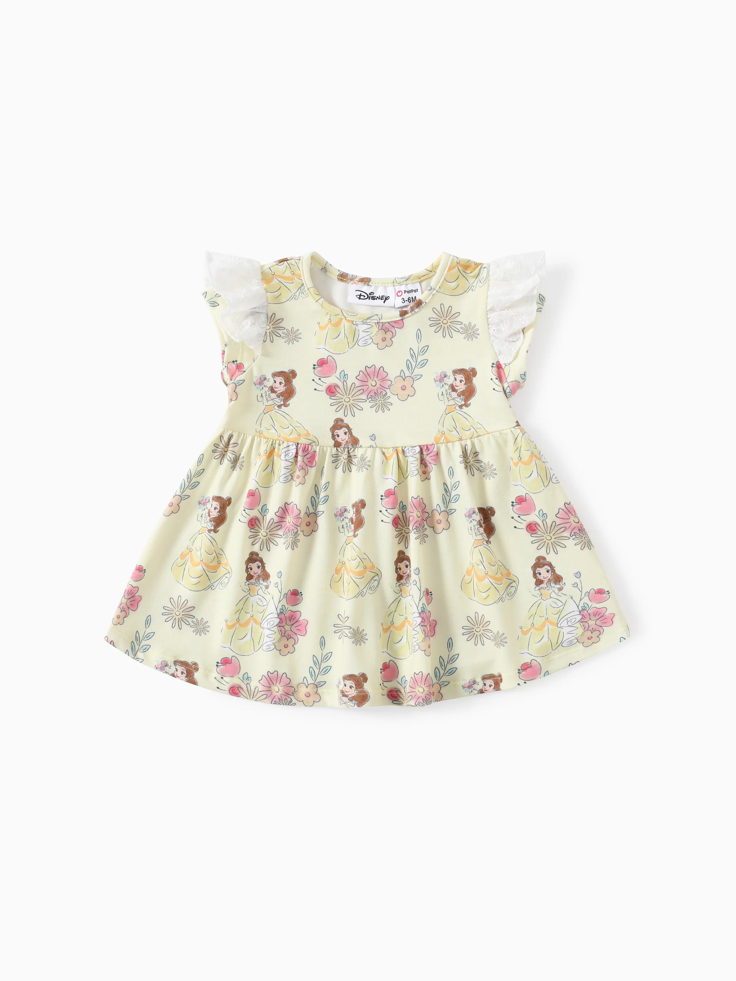 

Disney Princess Baby/Toddler Girls Ariel/Belle/Snow White 1pc Naia™ Character All-over Print Lace Ruffled-sleeve Dress