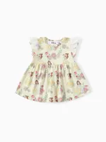 Disney Princess Baby/Toddler Girls Ariel/Belle/Snow White 1pc Naia™ Character All-over Print Lace Ruffled-sleeve Dress Yellow
