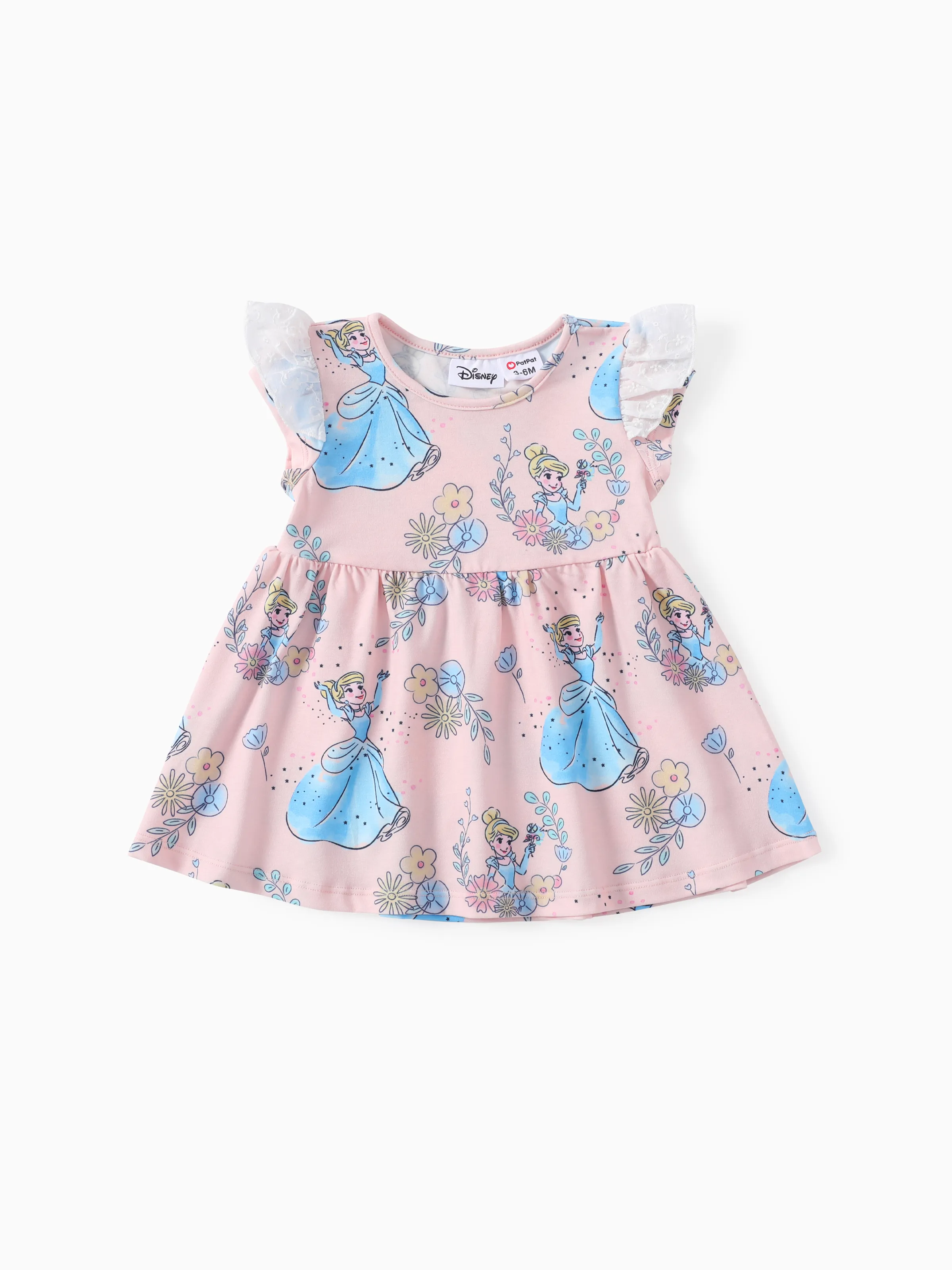 

Disney Princess Baby/Toddler Girls Ariel/Belle/Snow White 1pc Naia™ Character All-over Print Lace Ruffled-sleeve Dress