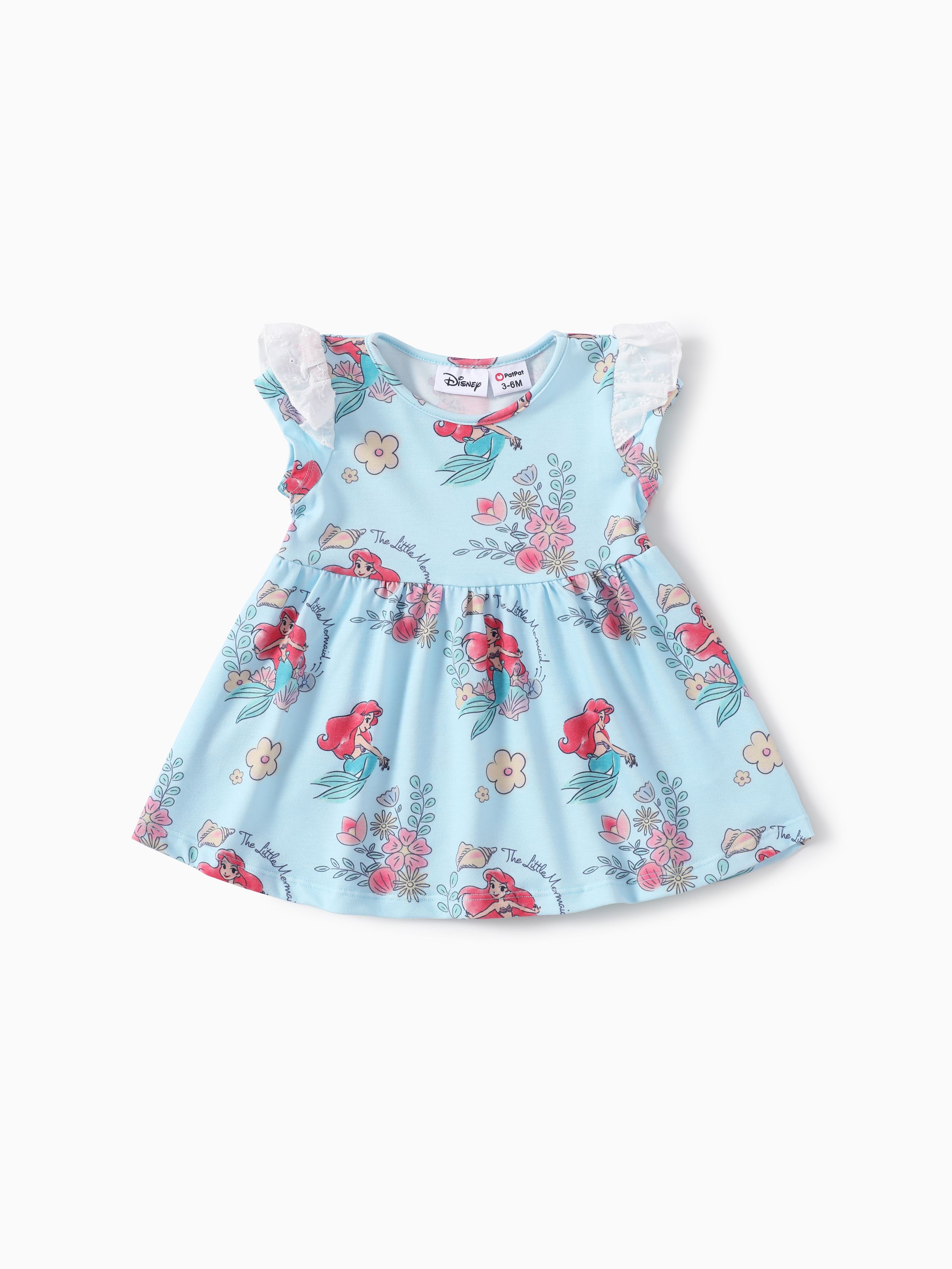 

Disney Princess Baby/Toddler Girls Ariel/Belle/Snow White 1pc Naia™ Character All-over Print Lace Ruffled-sleeve Dress