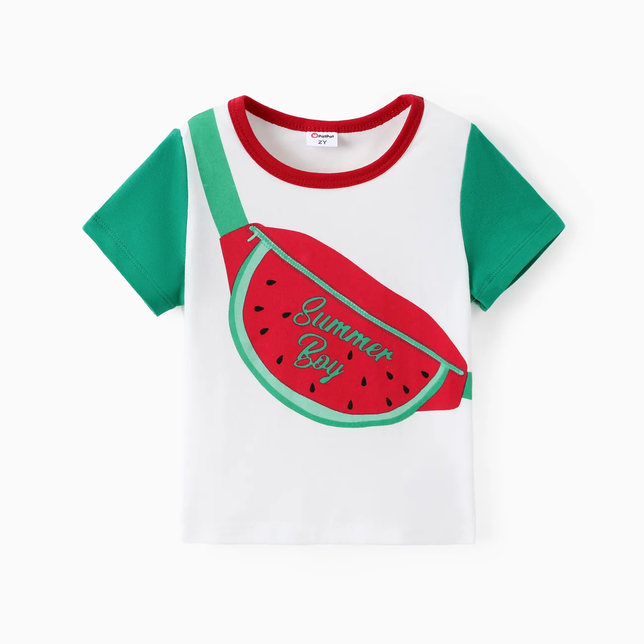 2 Stück Kleinkinder Jungen Löcher Kindlich Wassermelone T-Shirt-Sets weiß big image 1