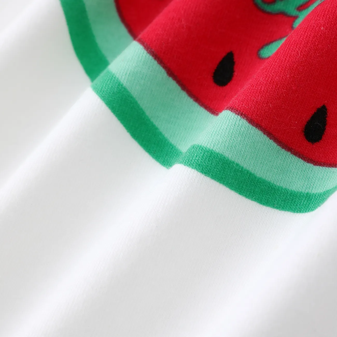 Toddler Boy 2pcs Watermelon Print Tee and Cooling Denim Ripped Shorts Set White big image 1