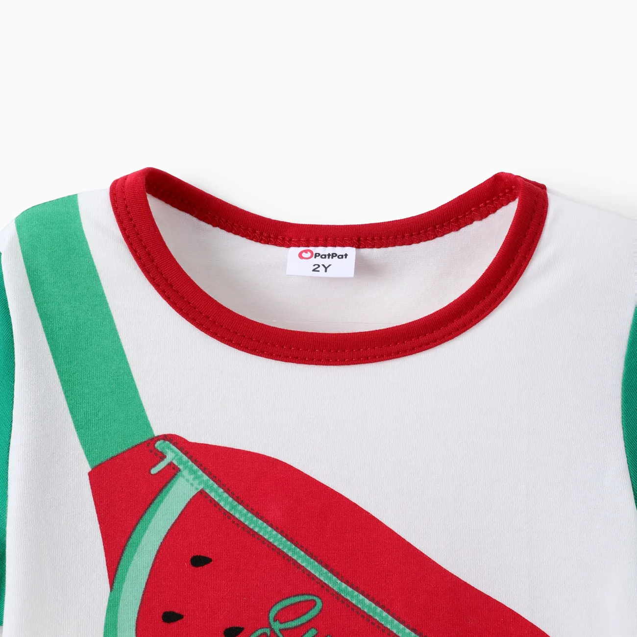 Toddler Boy 2pcs Watermelon Print Tee and Cooling Denim Ripped Shorts Set White big image 1