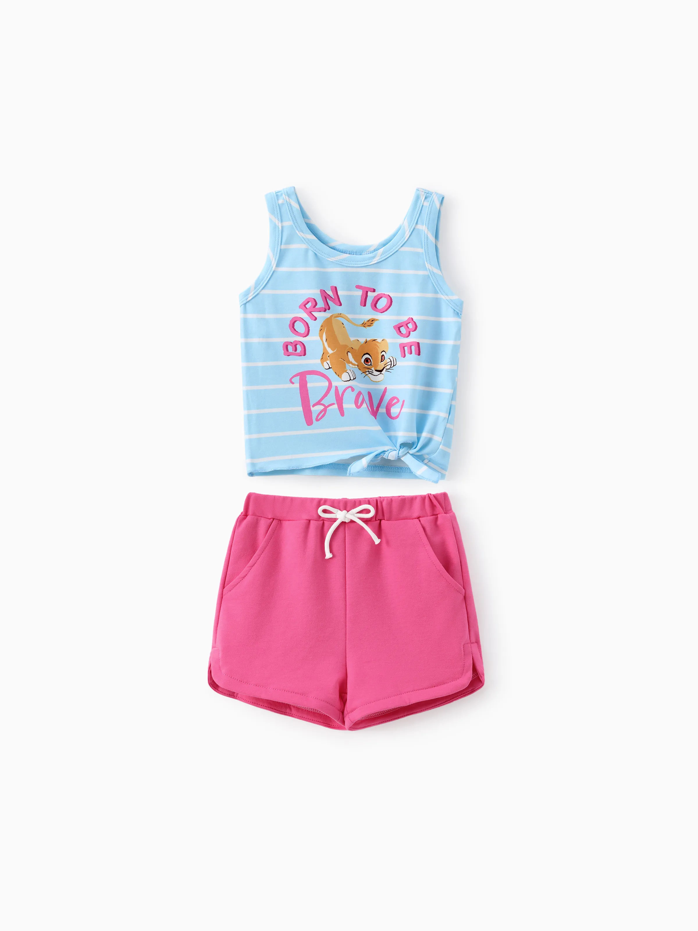 

Disney Lion King Toddler Girls Simba 2pcs Naia™ Character Letter Striped Print Tank top with Shorts Set