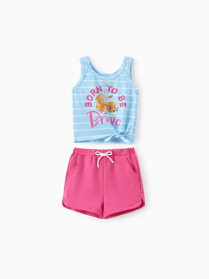 Disney Lion King Toddler Girls Simba 2pcs Naia™ Character Letter Striped Print Tank top with Shorts Set