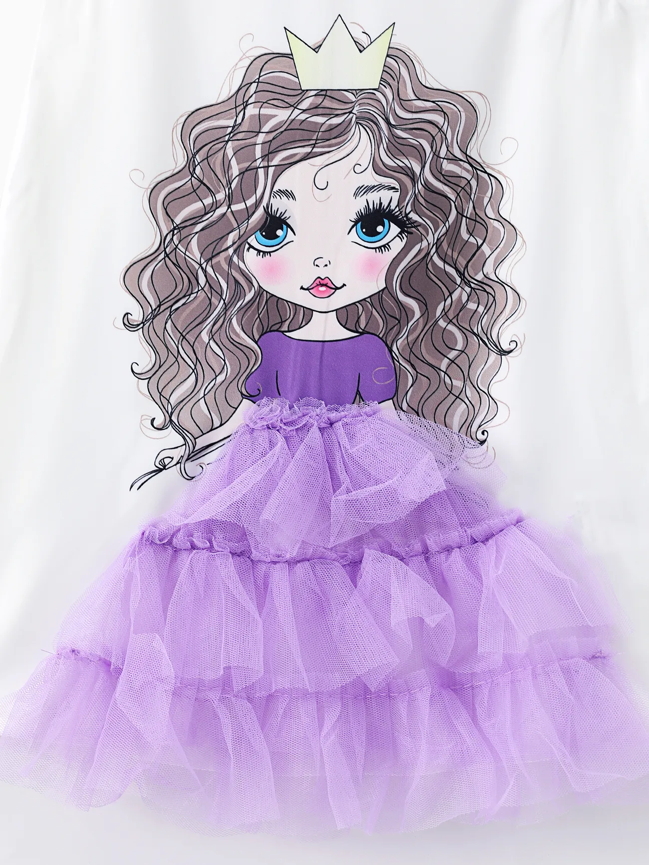 Toddler Girl Character/Flame Bird Print Mesh Spliced Dress Purple big image 1