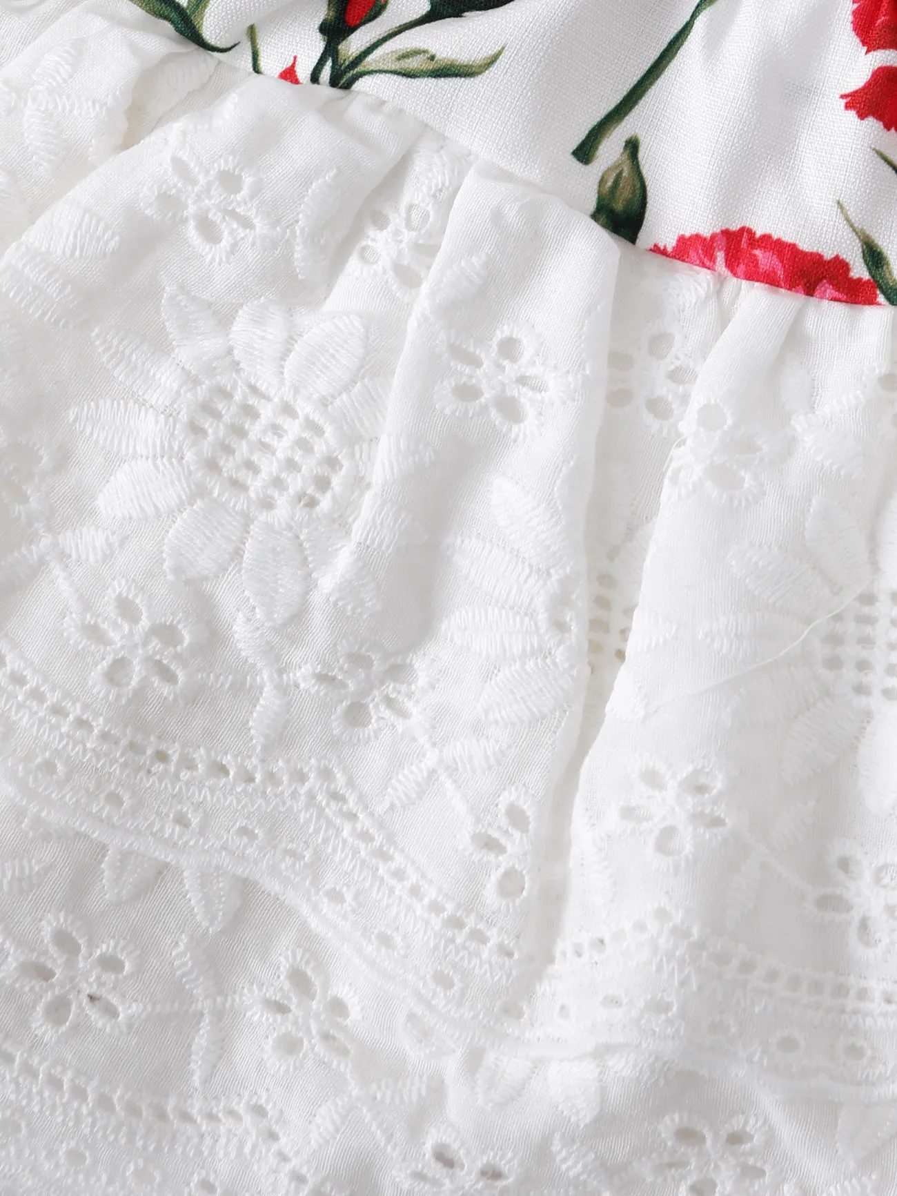 Bebé/Niña Pequeña 2pcs Conjunto de Camisola y Pantalones Cortos de Malla con Estampado Floral Blanco big image 1