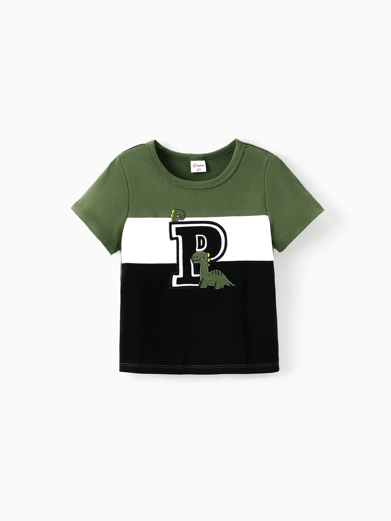 2 unidades Niño pequeño Unisex Costura de tela Infantil conjuntos de camiseta verde oscuro big image 1
