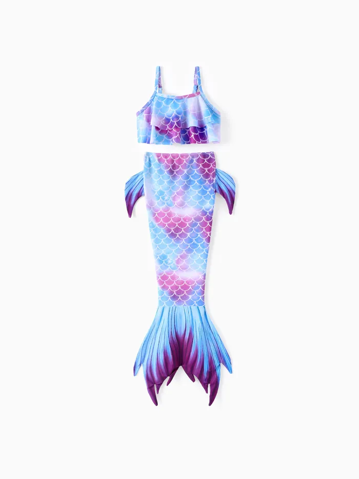Toddler Girl 3pcs Mermaid Print Swimsuits Set