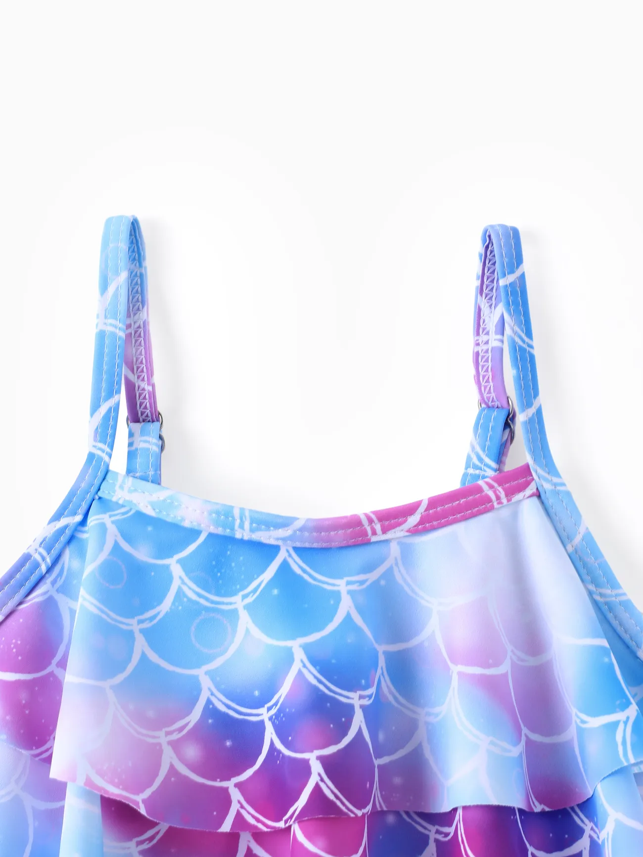 Toddler Girl 3pcs Mermaid Print Swimsuits Set Blue big image 1