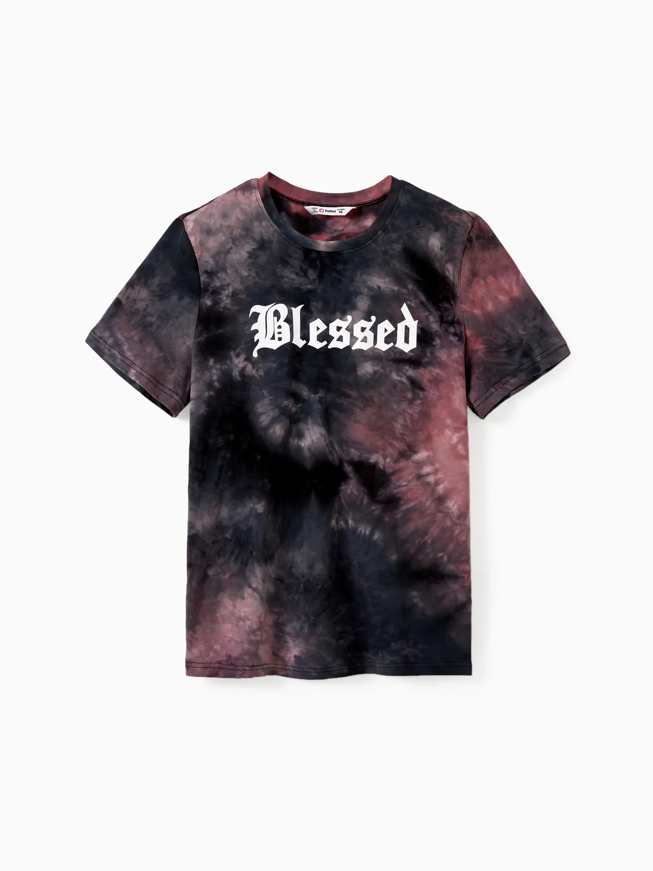 Mommy and Me Blessed Theme Tie-Dye Short Sleeves Cotton Tops redblack big image 1