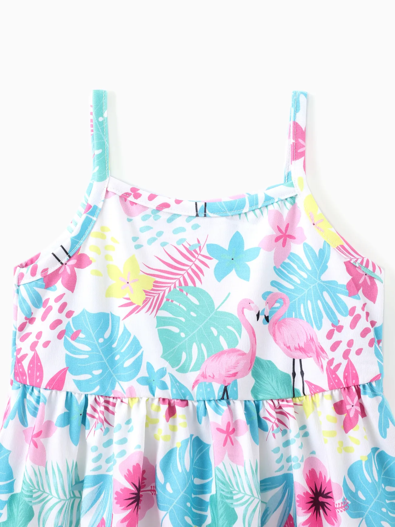 Toddler Girl 2pcs Cooling Denim Shirt and Floral Print Cami Dress Set Multi-color big image 1