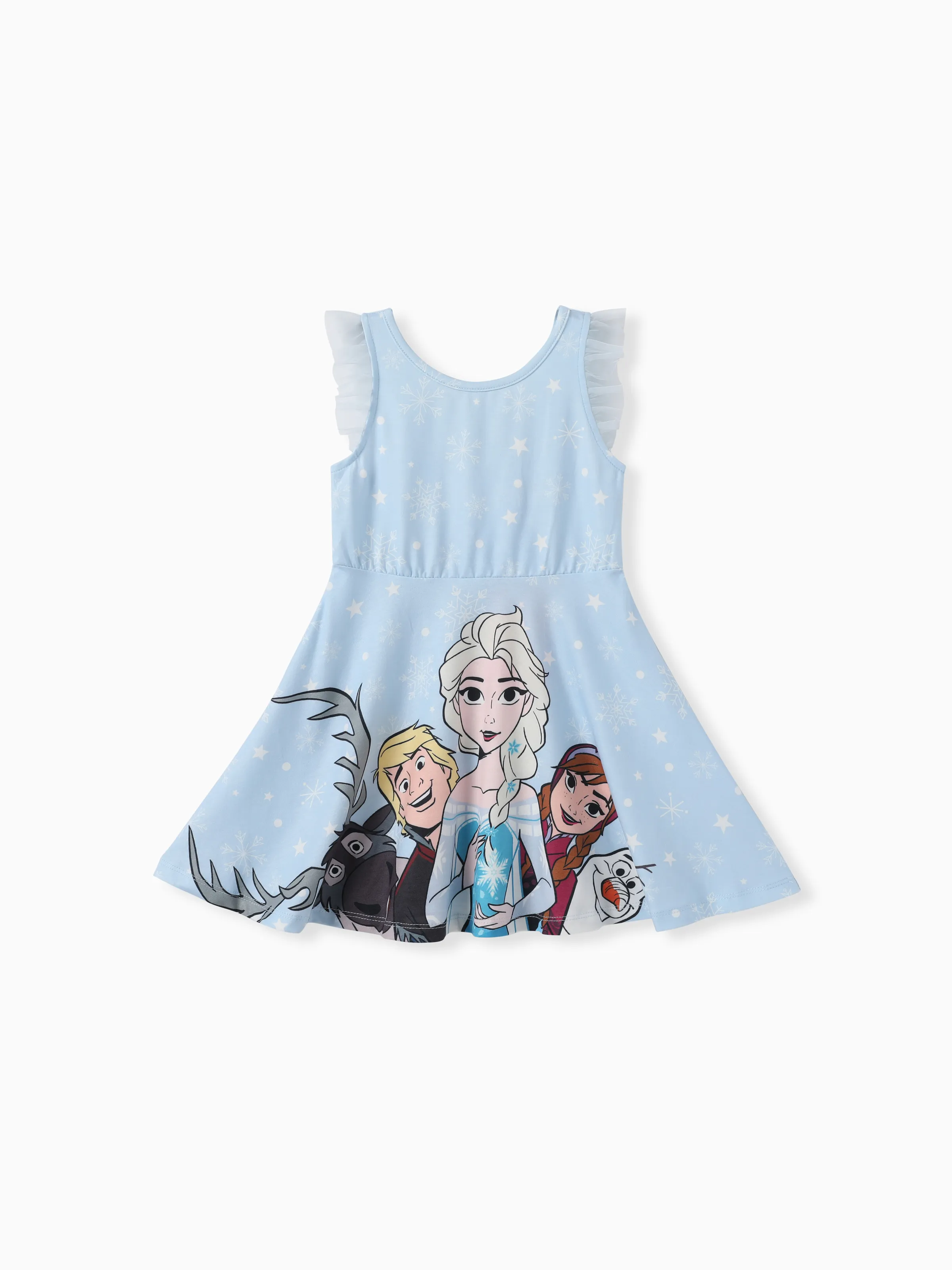 

Disney Frozen Toddler Girls Elsa/Anna 1pc Naia™ Character Snowflake Print Ruffled-sleeve Dress