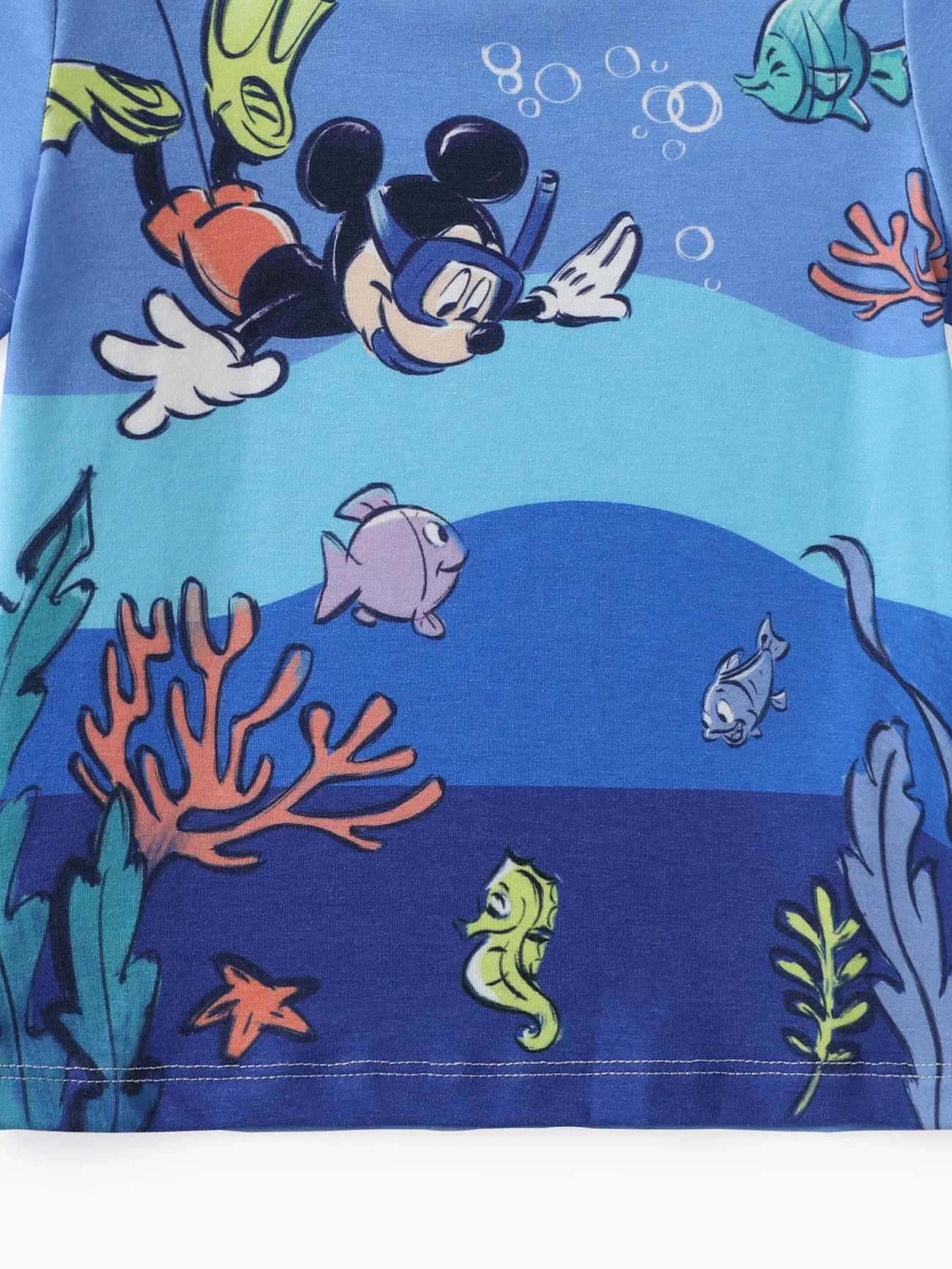 Disney Mickey and Friends Toddler Boys 2pcs Naia™ Ocean-themed Tee with Shorts Set Blue big image 1