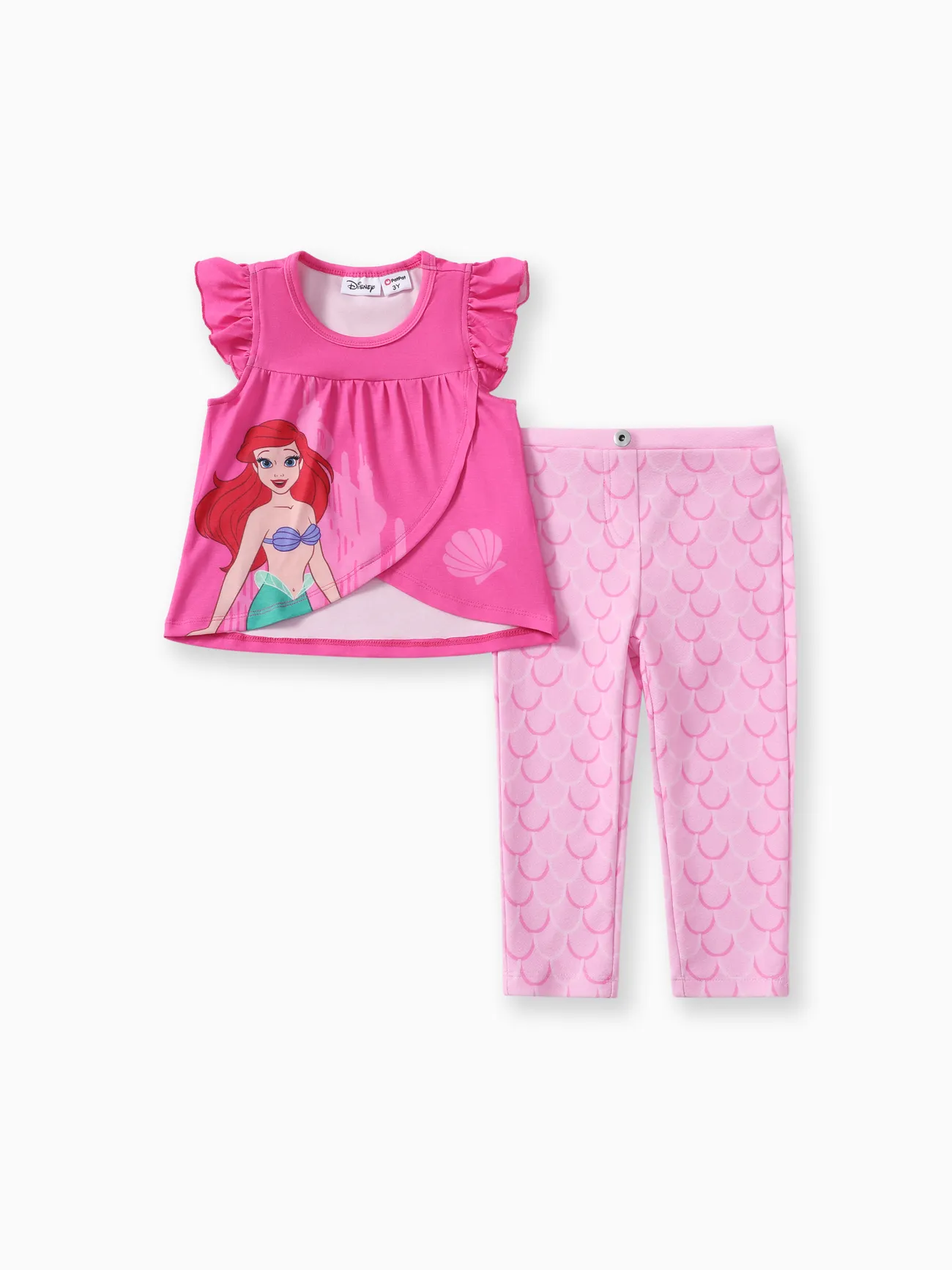Disney Princess 2 unidades Niño pequeño Chica Dobladillo irregular Dulce conjuntos de camiseta Roseo big image 1