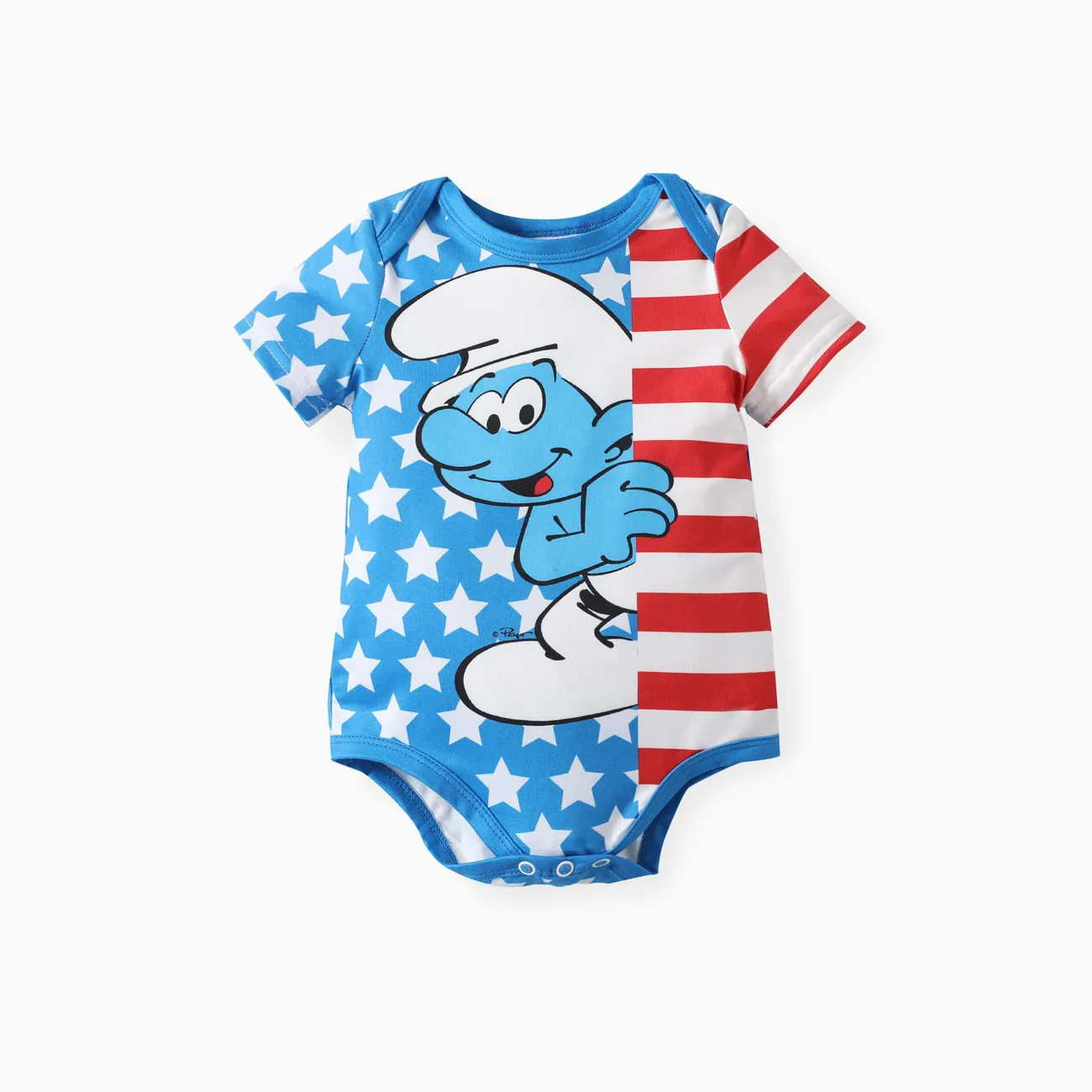 Die Schlümpfe Nationalfeiertag Baby Unisex Kindlich Kurzärmelig Strampler blau big image 1