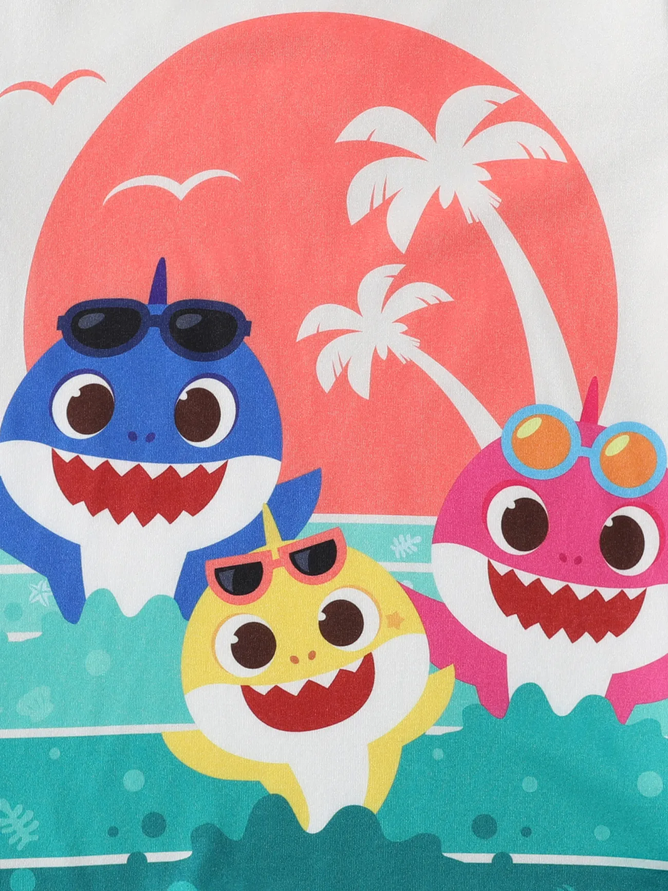 Baby Shark Toddler Boys 2pcs Tropical Ocean Shark Print Tee with Cotton Shorts Set BlueGreen big image 1