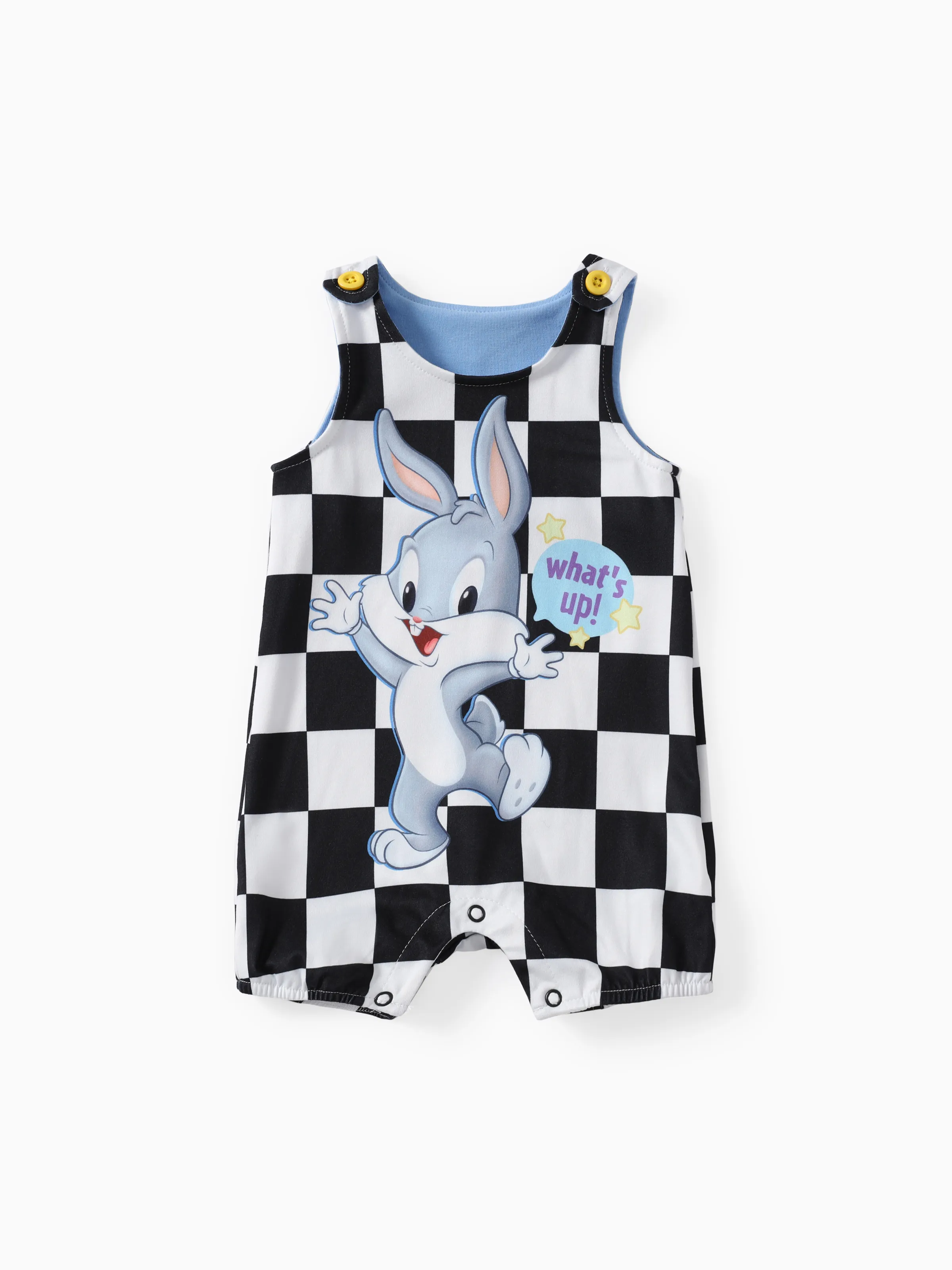 

Looney Tunes Baby Boys/Girls 1pc Grid/Houndstooth Character Print Sleeveless Romper