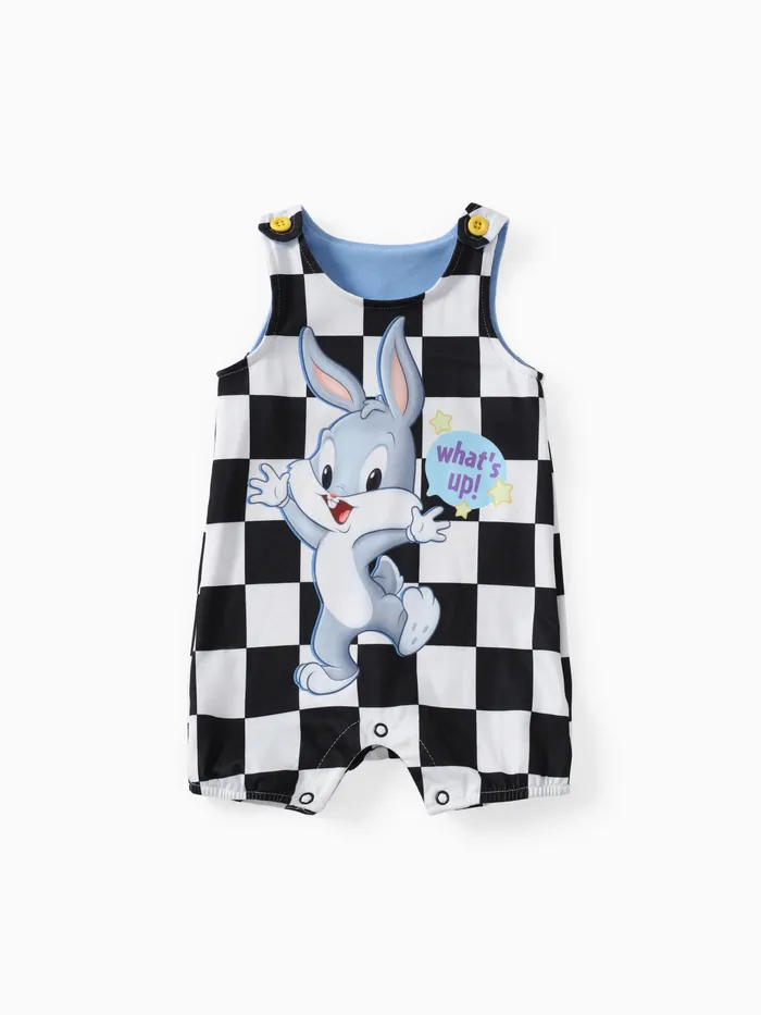 Looney Tunes Baby Boys/Girls 1pc Grid/Houndstooth Character Print Sleeveless Romper
