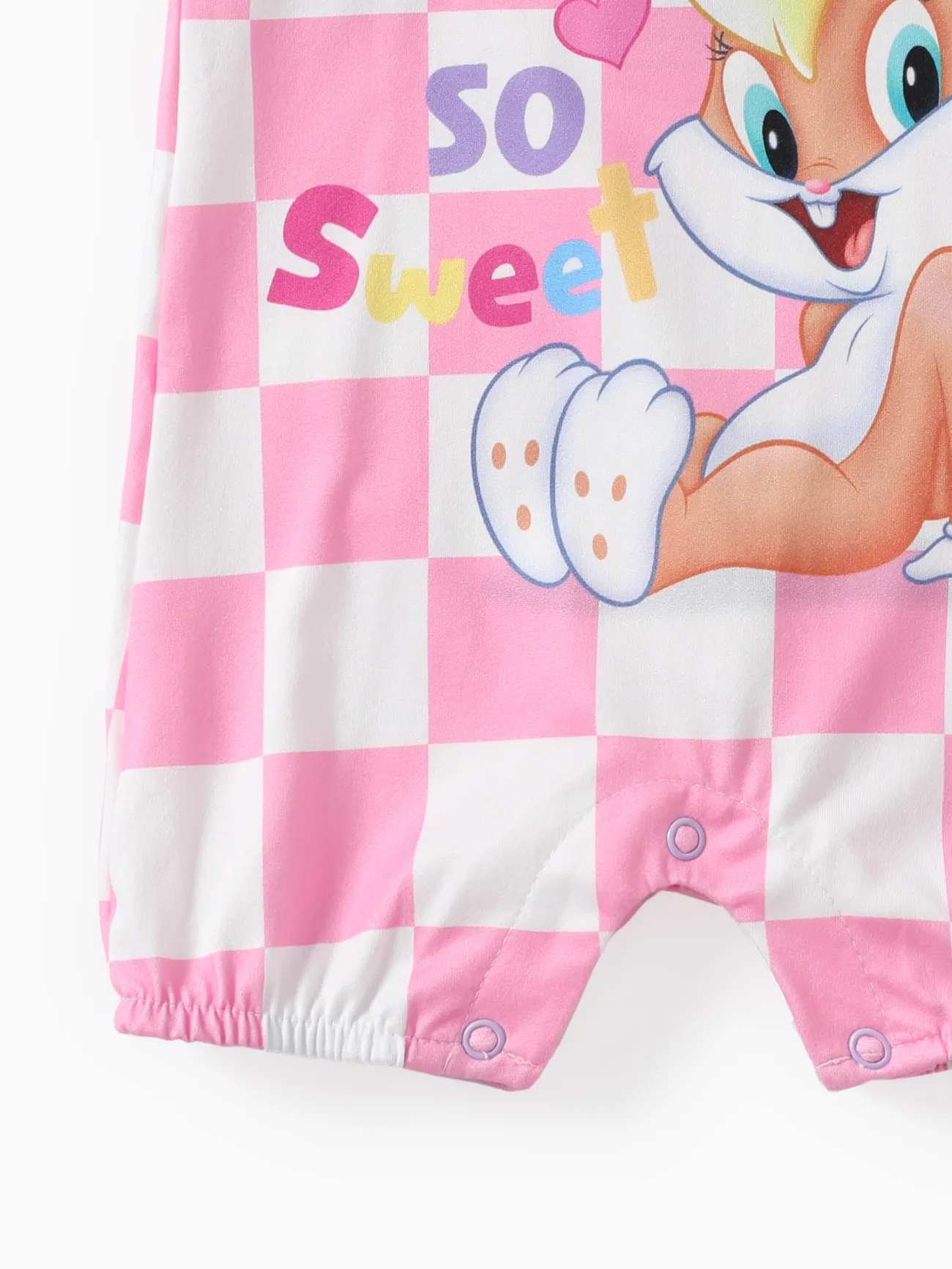 Looney Tunes Baby Boys/Girls 1pc Grid/Houndstooth Character Print Sleeveless Romper
 Pink big image 1