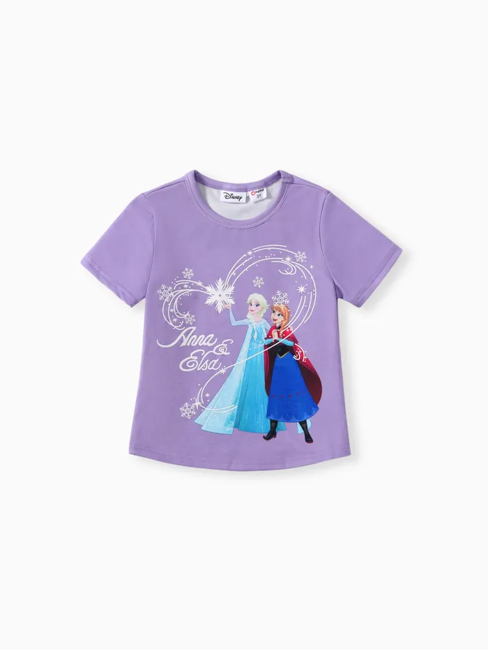Disney Frozen Kleinkind Mädchen Anna/Elsa 1 Stück Glow in the Dark Magisches Schneeflocken-Print T-Shirt
