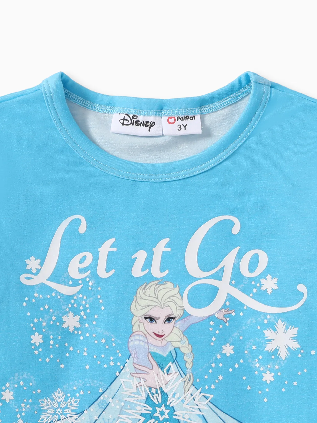 Disney Frozen Toddler Girls Anna/Elsa 1pc Glow in the Dark Magical Snowflake Print T-shirt Blue big image 1