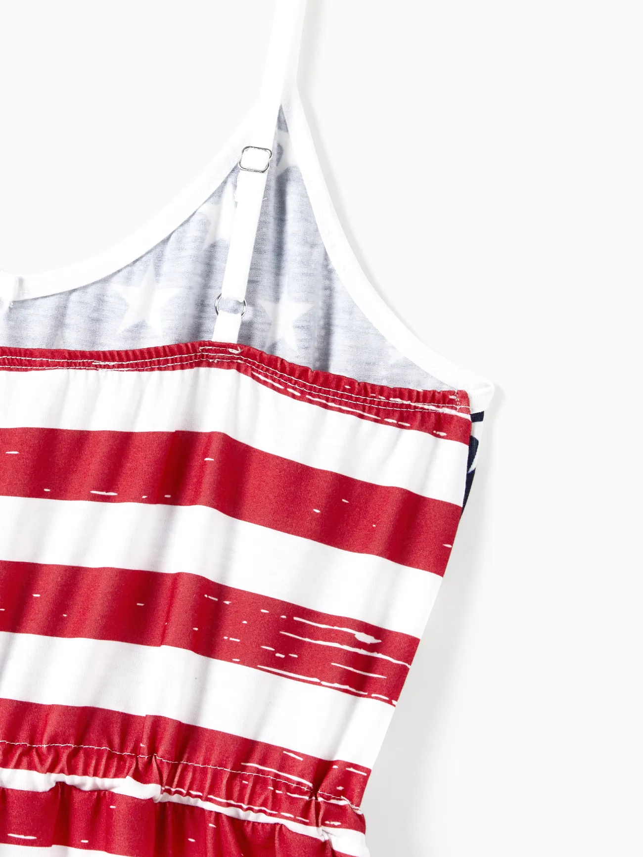 Independence Day Family Matching Sets Sunglasses Print Tee and American Flag Print Drawstring Waist Strap Dress with Pockets REDWHITE big image 1