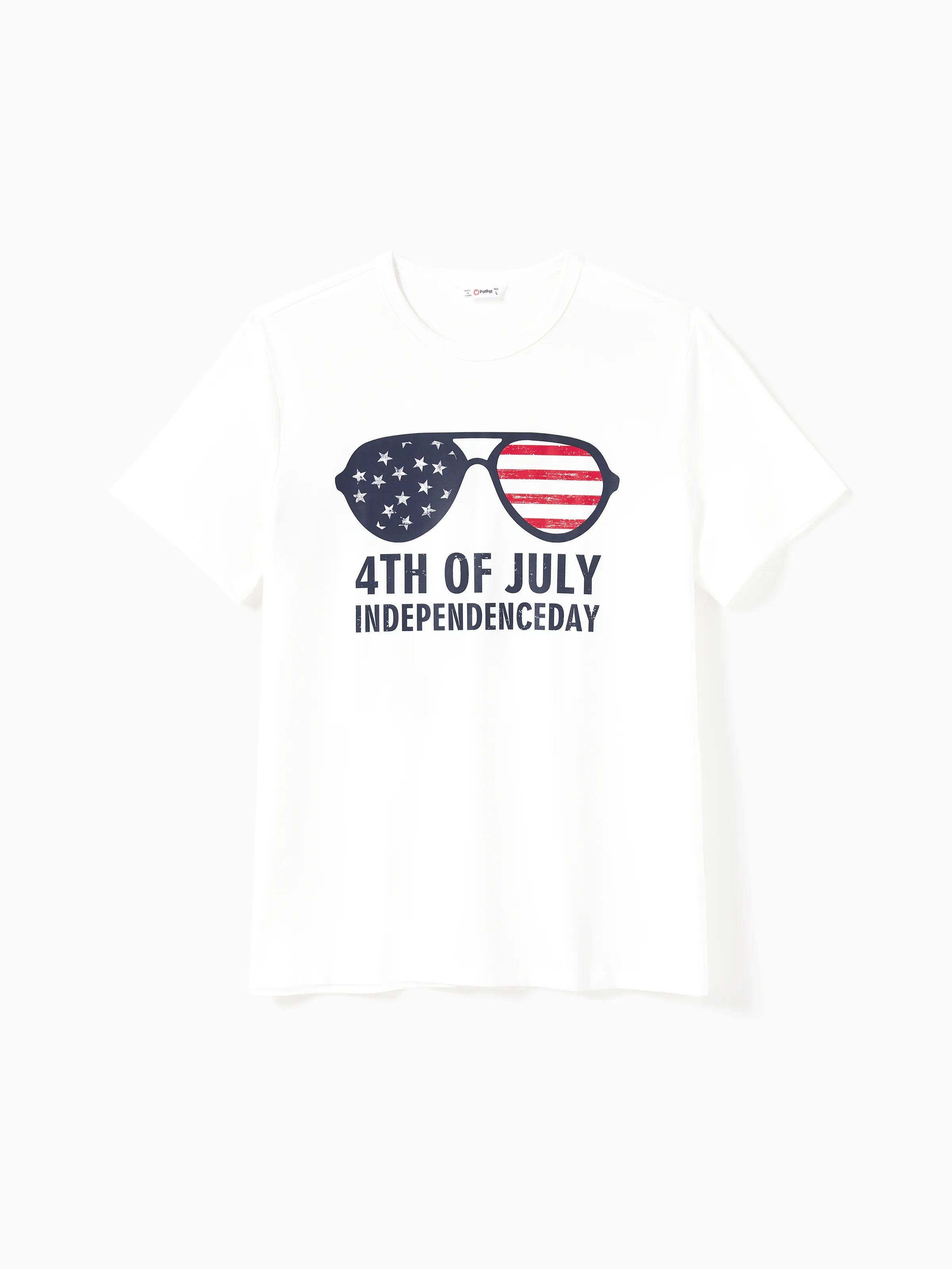 

Independence Day Family Matching Sets Sunglasses Print Tee and American Flag Print Drawstring Waist Strap Dress with Pockets