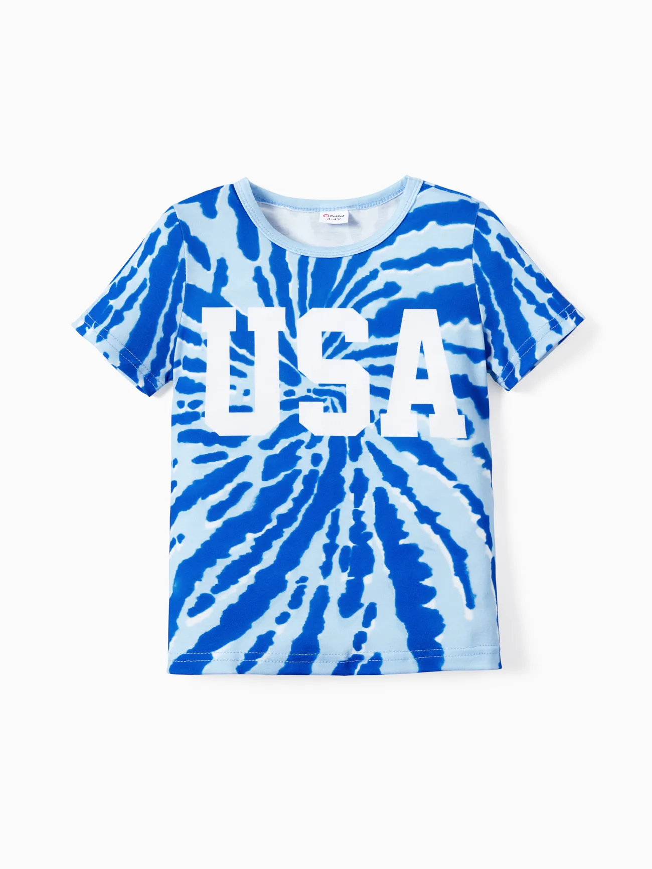 Independence Day Family Matching Tie-Dye Print USA Short Sleeves Letter Top Colorful big image 1