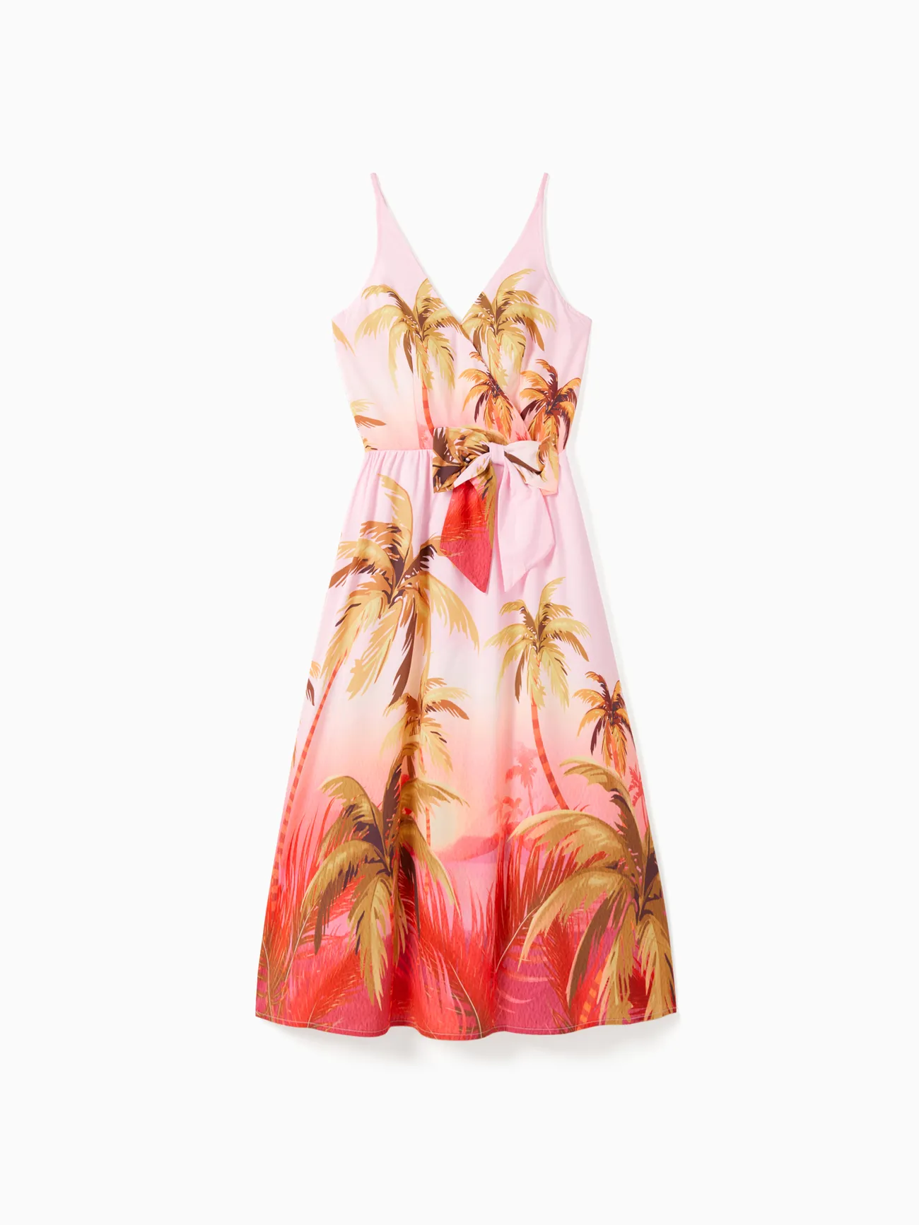 

Family Matching Beach Shirt and Pink Tropical Plant Floral V Neck Bow Side Dress Sets