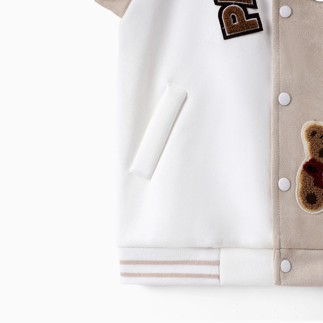 Toddler / Kid Girl / Boy Letter et Bear Pattern Baseball Jacket Abricot big image 1
