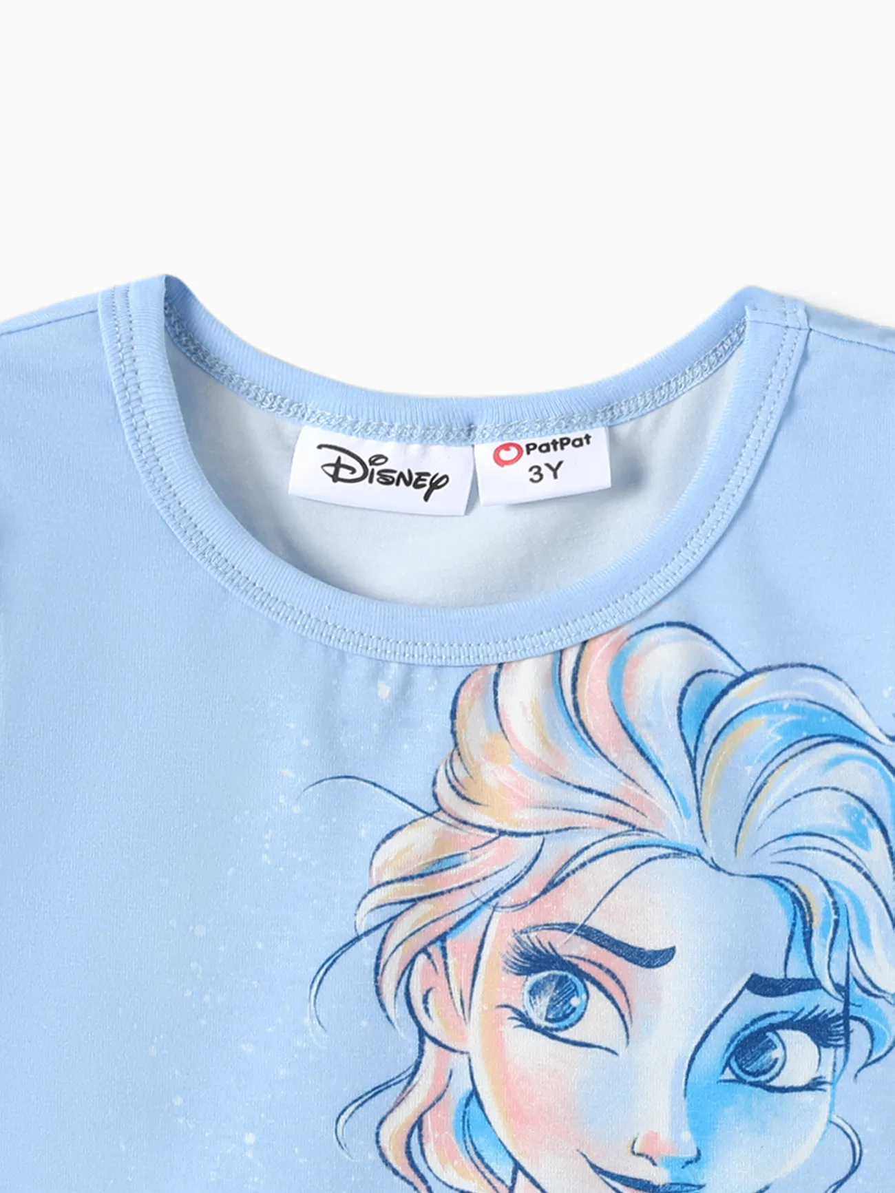 Disney Frozen Toddler Girls Elsa/Anna/Olaf 2pcs Naia™ Character Print Multilayers Ruffled Top with Mesh Skirts Set Light Blue big image 1