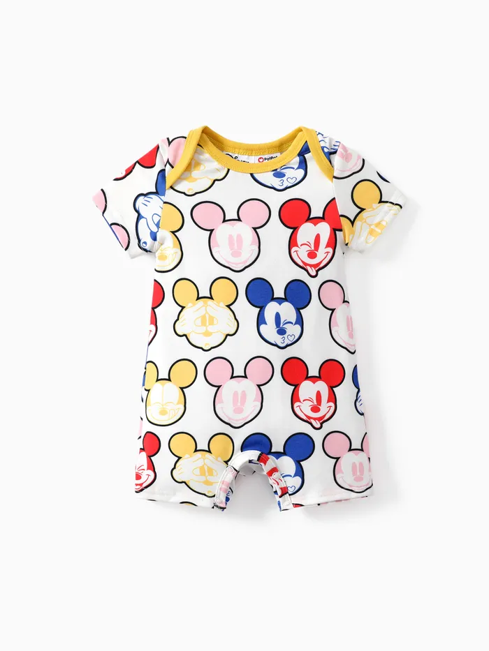 Disney Mickey and Friends Baby boys 1pc Naia™ Funny Mickey/Donald Duck Face Print Short-sleeve Romper