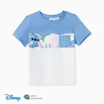 Disney Stich Familien-Looks Große Blume Kurzärmelig Familien-Outfits Sets blau