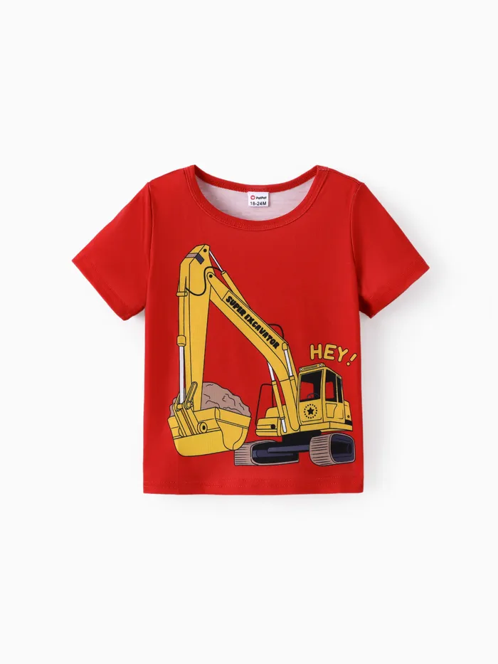 1件 男童 交通工具 短袖 T恤