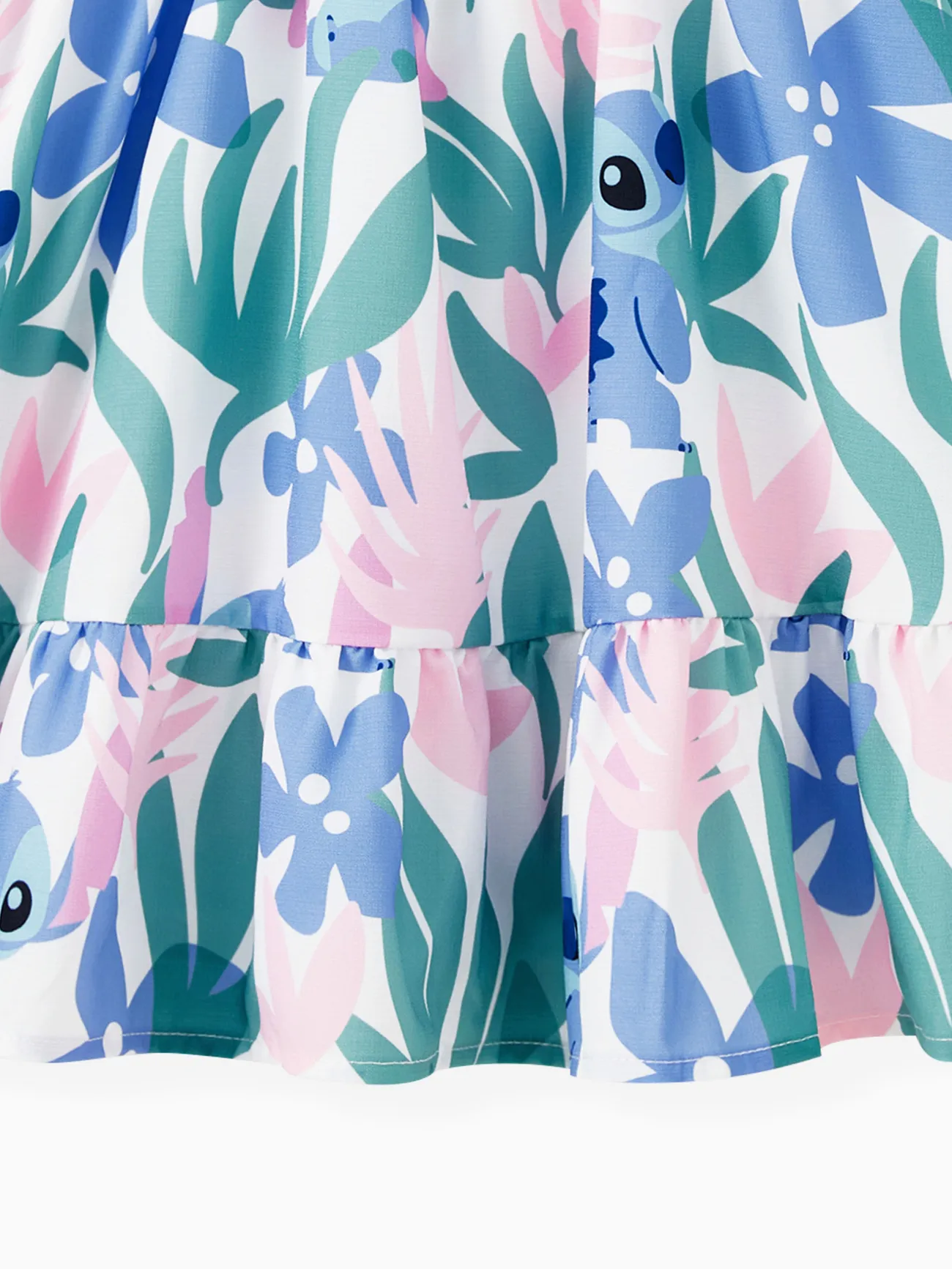Disney Family Matching Floral Plant Stitch Print Tee/Ruffle-sleeve Dress Green big image 1